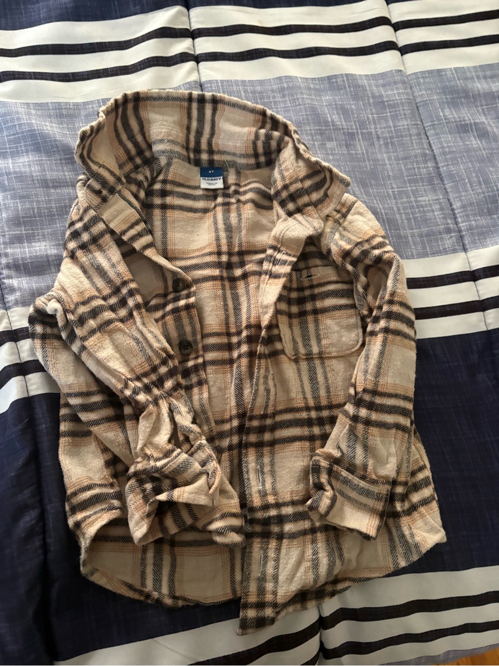 Old Navy Beige and Brown Plaid Utility Shacket